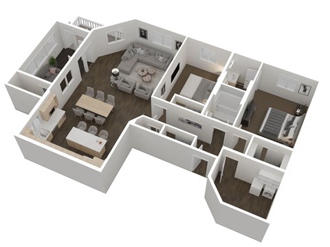 Floor plan for 2 beds, 2 baths, 1638 sqft